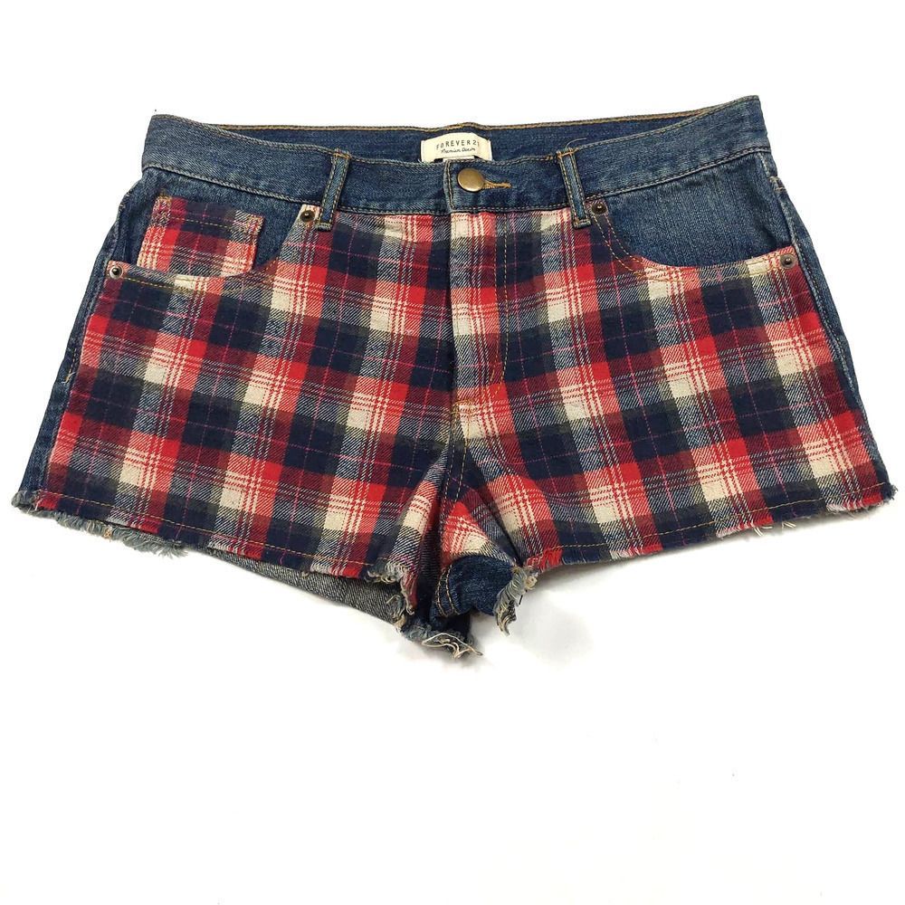 3/$15🔥 FOREVER 21 FLANNEL CUTOFF JEAN SHORTS SIZE 28